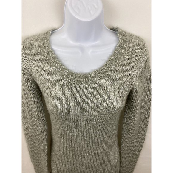 Rue 21 Small Gray Silver Sparkly Sequin Acrylic Wool Long Sleeve Knit Sweater - Picture 4 of 12